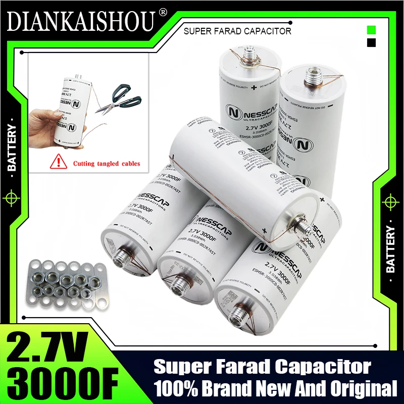 2.7V 3000F LSUC Super Faraday Capacitor DIY 12V 24V 48V Car Starter Power Starter Car Audio LS Supercapacitor Grade B