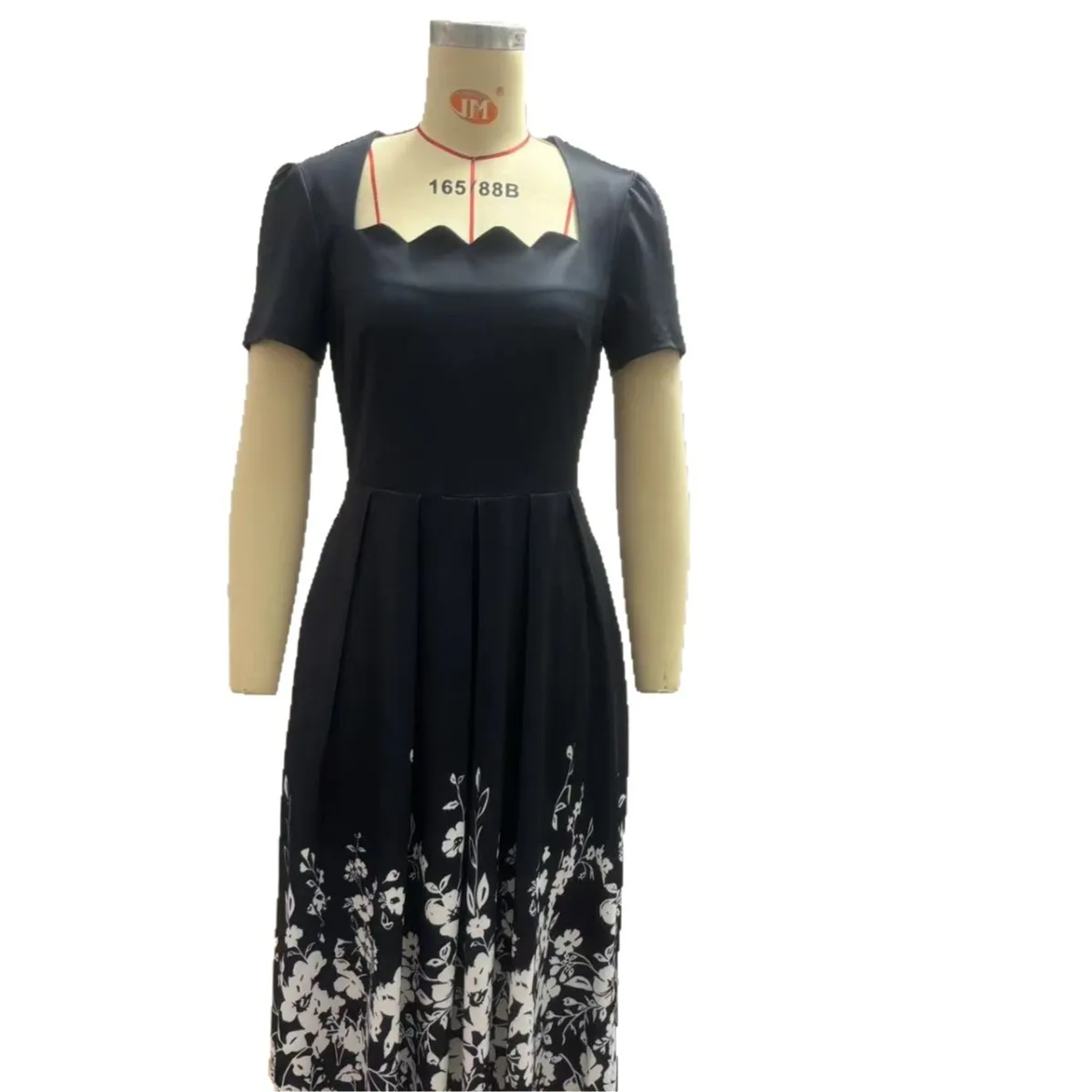 Short Sleeve Printed Gown Mini Length Edgy Street with Single Pullover Regular Sleeve Dress Summer High Waist Princess for Women