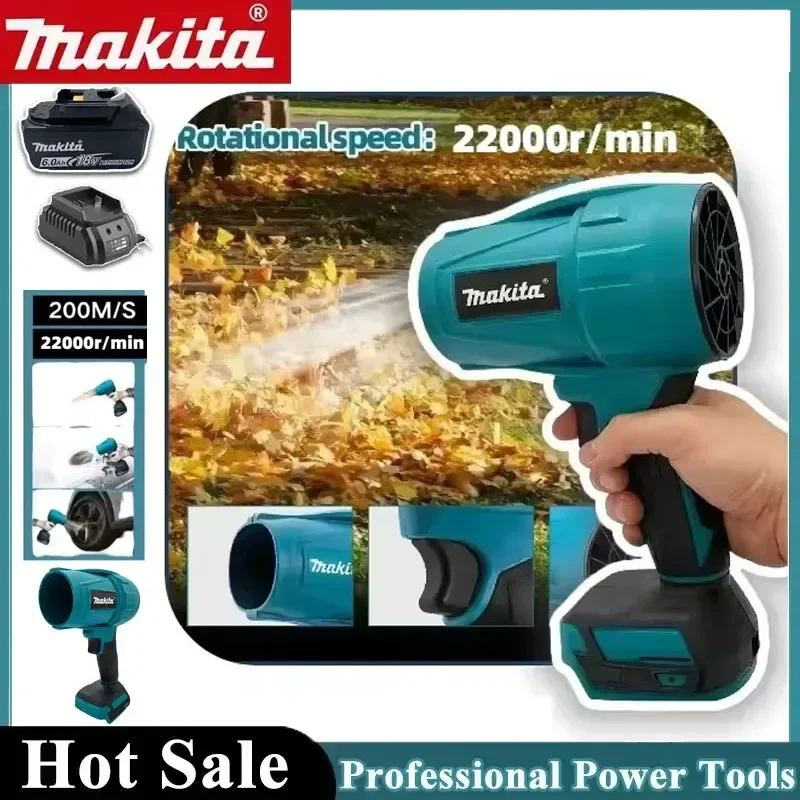 

2026 Makita Мощная турбовентиляторная воздуходувка 18V, электрическая воздуходувка-пылесос с регулировкой скорости, перезаряжаемая, с подсветкой, инструмент для чистки автомобиля