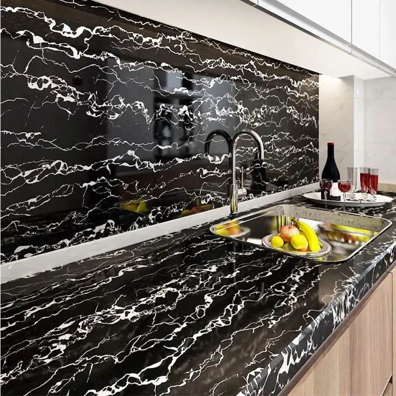 Marble Self-adhesive Waterproof Wallpaper Kitchen High Temperature Resistance Oil Proof Cabinet Refurbished Countertop Sticker