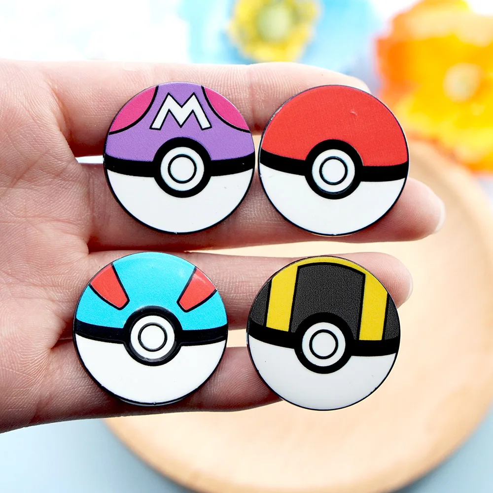 4Pcs Elf Poke Ball Enamel Pins Set Master Ultra Great Ball Metal Brooch Lapel Badge Clothes Cartoon Game Pokemones Fans Gift