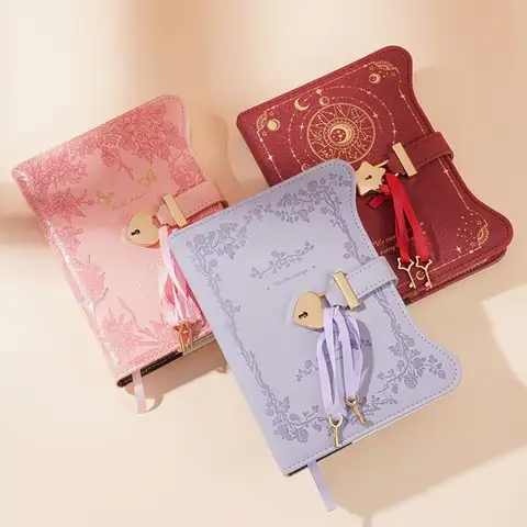 Business Gift with Love Lock Keys Diary Notebook B6 Size PU Leather Notepad Cute 360 Pages Notebook