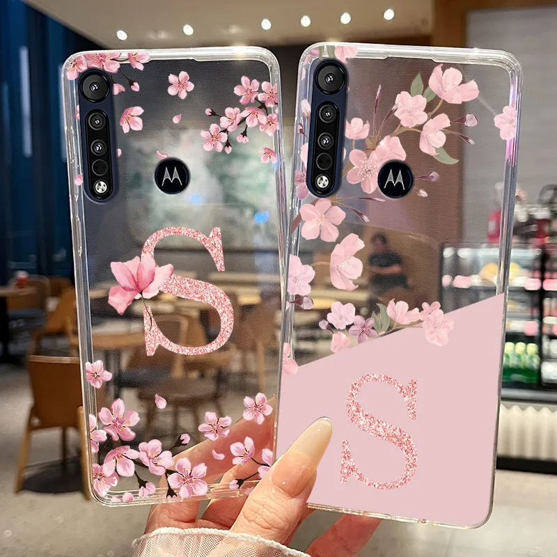 Funda de teléfono con diseño de letras y flores para Motorola One Macro, funda trasera de silicona suave para Motorola Moto One Macro/Vision, fundas protectoras.