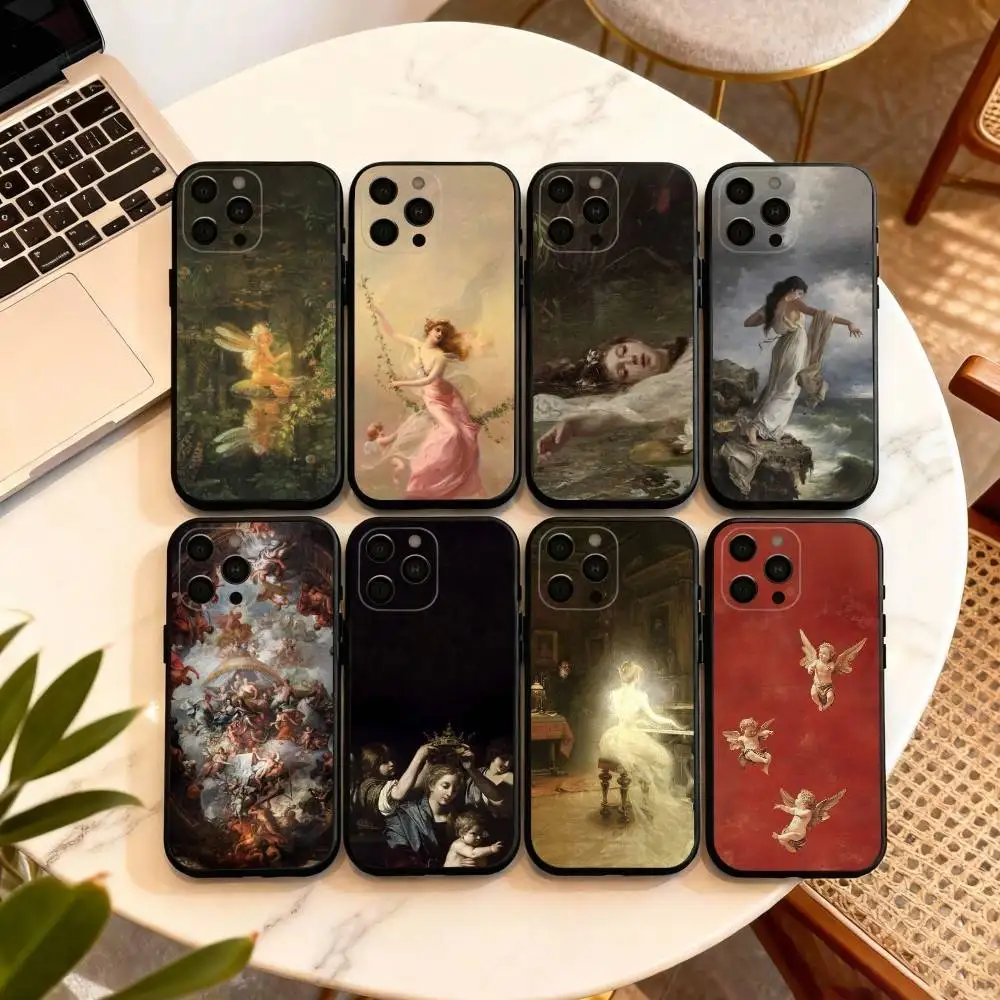

R-RenaissanceS Art Phone Case For iPhone 17,16,15,14,13,12,11 Plus,Pro Max,XS,Soft Silicone Black Cover