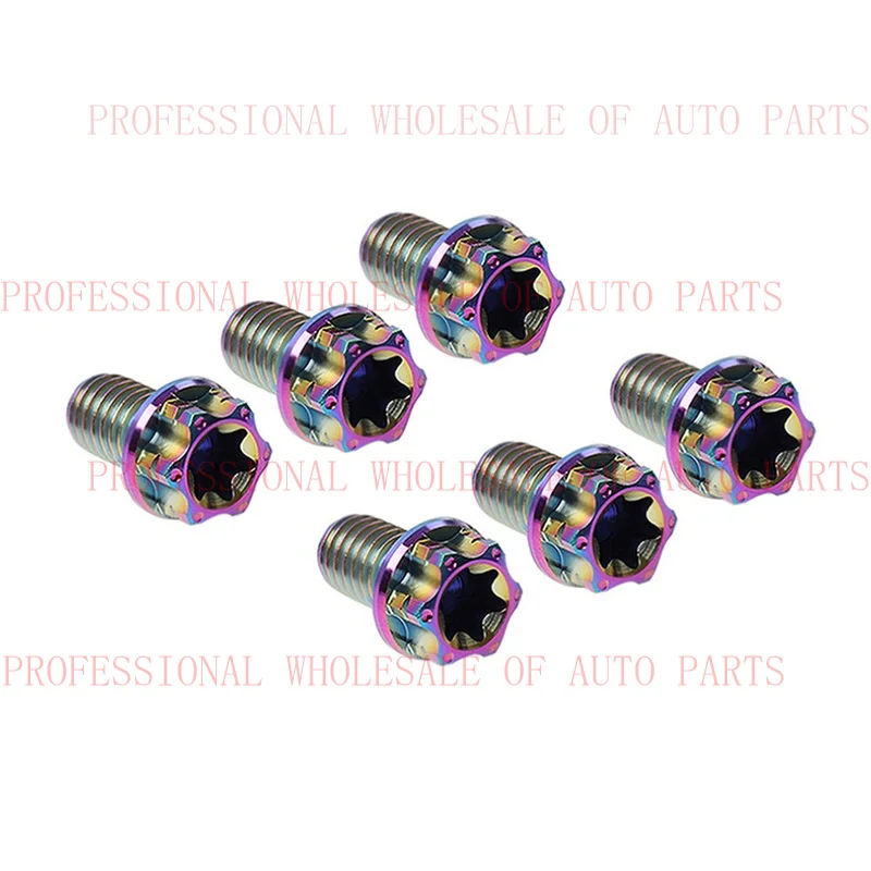 V+ V+ 6x Titanium Screws Torx Head Flange Bolts M10x25mm Rainbow For Motorcycle