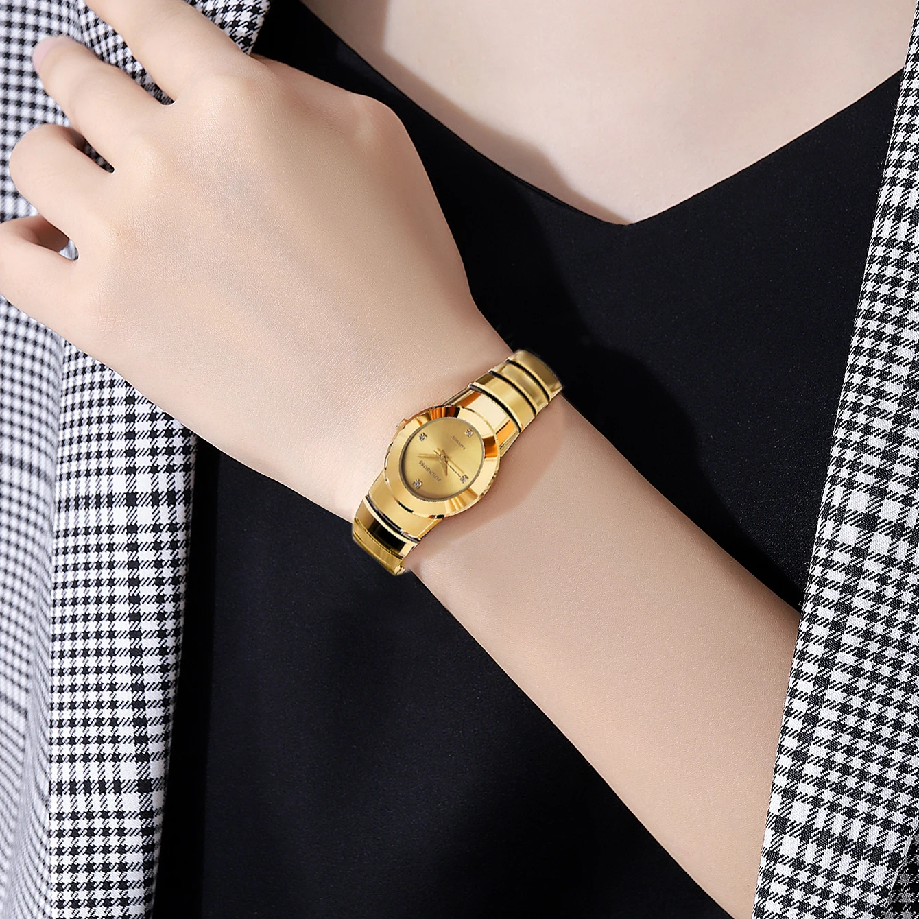 OPPEIN вольфрамовая сталь овальный циферблат золотые часы женские кварцевые часы повседневные темпераментные маленькие и изысканные женские часы с маленьким циферблатом