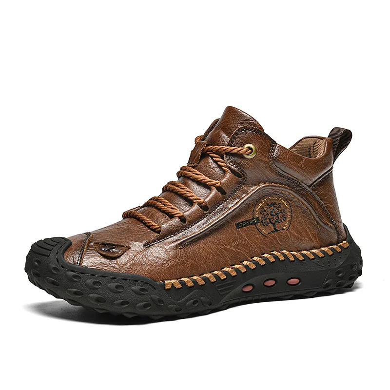 Large Size Hand-stitching Split Leather Men Boots Comfortable Ankle Boots For Men Casual Shoes Moccasins Man Flats Shoes