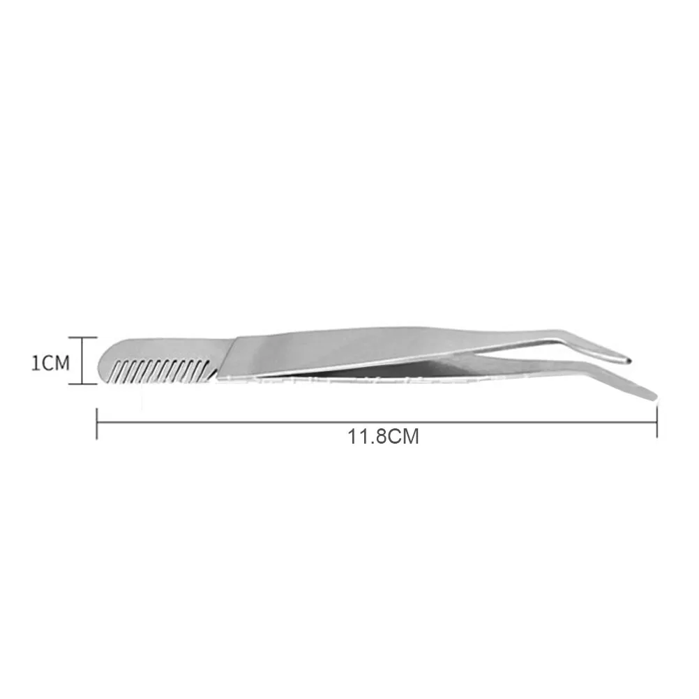 

Stainless Steel Eyebrow Tweezer With Comb Portable Makeup Tweezers For Eyelash Extension Silver Lightweight Durable Anti Slip