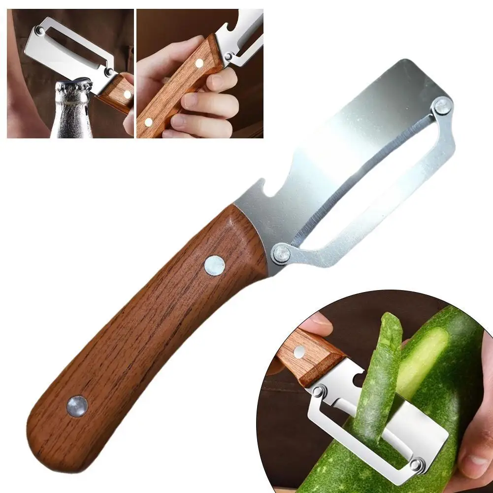 1pcs Stainless Steel Peeler With Wooden Handle For Peeling And Slicing Fruits And Vegetables | And Smooth Operation ﻿