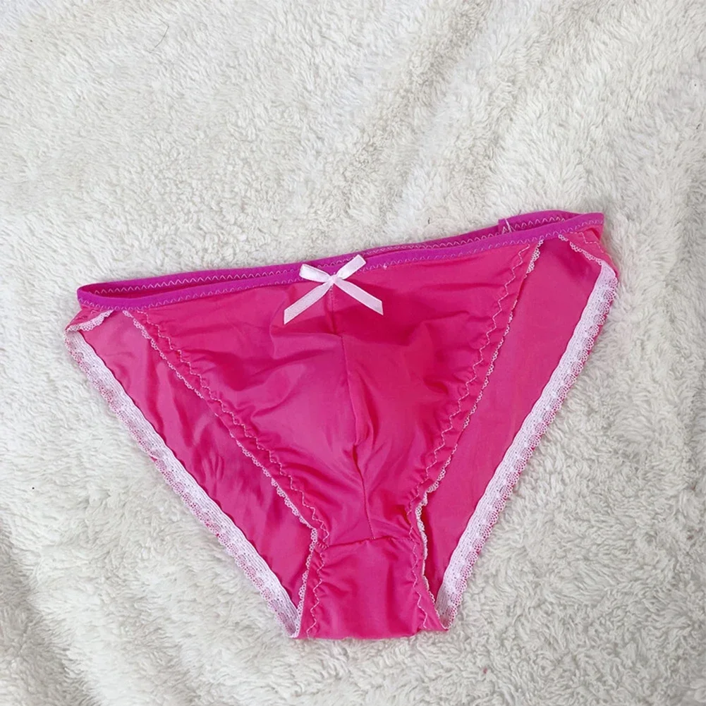 Sexy U Convex Briefs Men Underwear Ice Silk Sheer Bulge Pouch Bikini Brief Thongs Porn Underpants Scrotum Bulge Panties