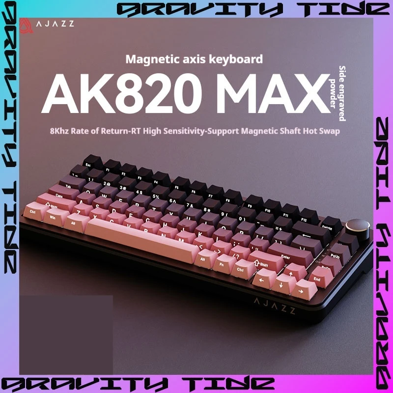 

Механическая клавиатура Ajazz с магнитной осью, беспроводная связь Ak820max, проводная связь для киберспорта, Bluetooth, поддержка Rt, регулируемая клавиша для путешествий, низкая задержка