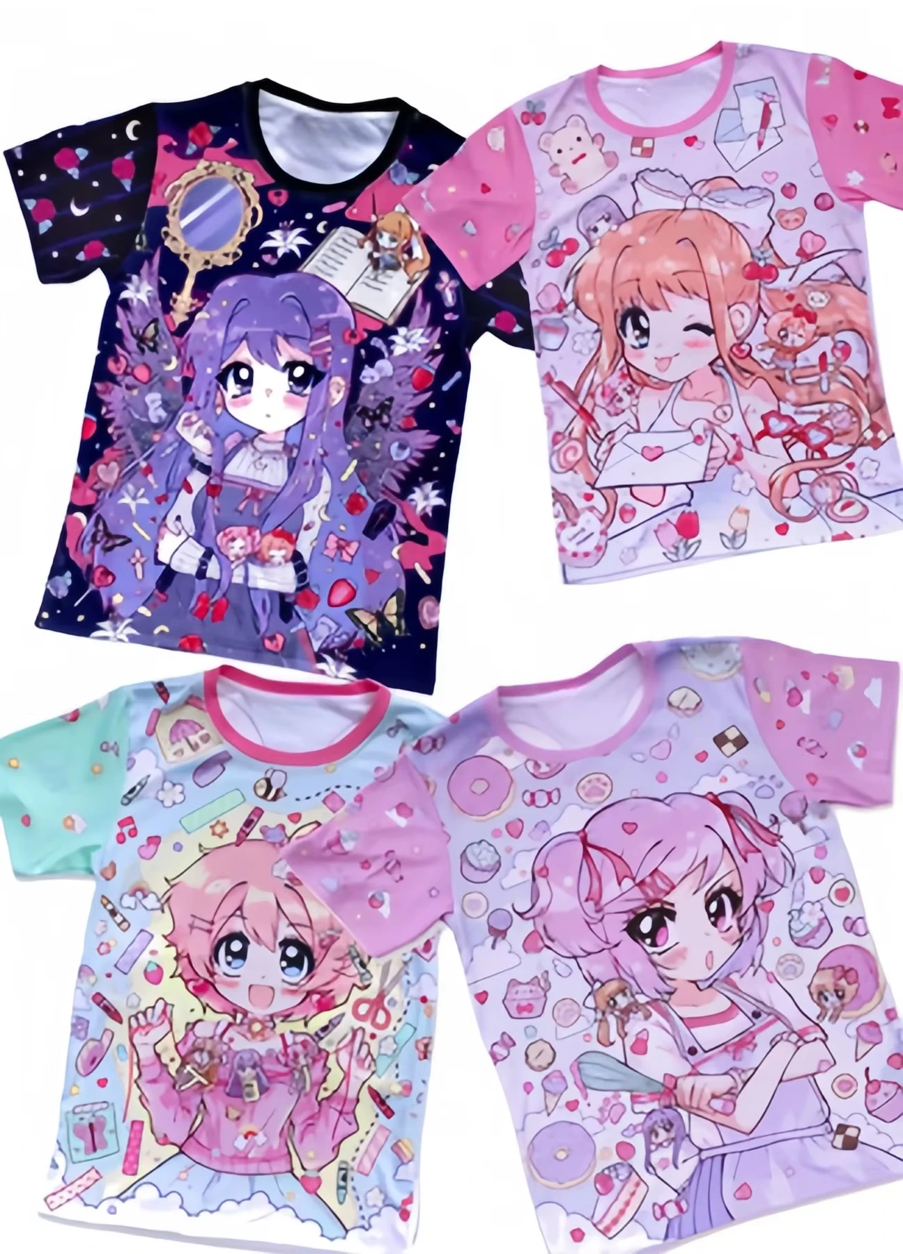 2026 Hotsale Dopamine Rainbow Gradient Energetic Girl Adult and Kids T-Shirt Cartoon 3D All-Over Print Harajuku Y2K Short Sleeve