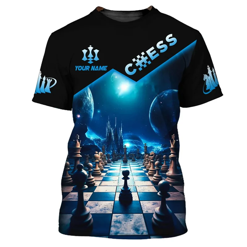 New 3d Printed Game Chess T Shirt For Men Round Neck Short Sleeves Tees Chess Graphic T-shirt Spring Summer Loose T Shirts