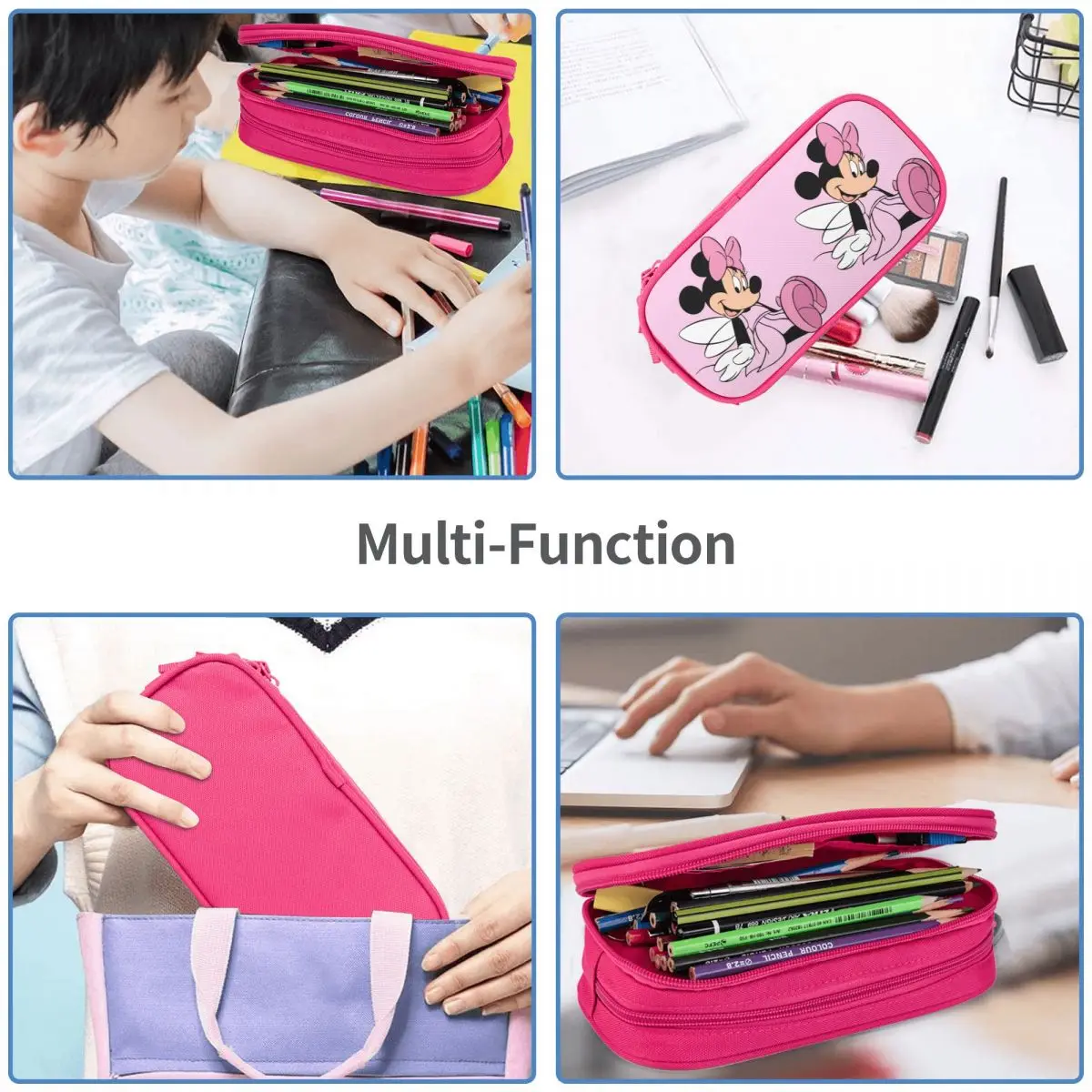 Kawaii Minnie Mouse Pencil Case Mickey Mouse Pencilcases Pen for Girl Boy Large Storage Bags School Supplies Gifts Stationery