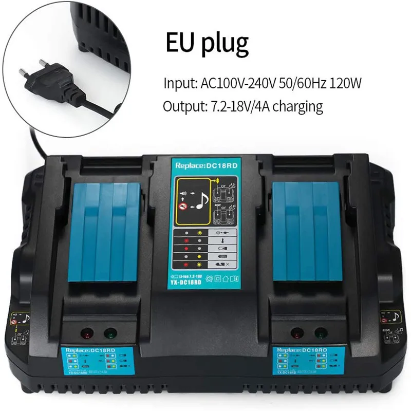 Зарядное устройство с двумя портами USB DC18RD для Makita, зарядное устройство 14,4 в 18 в BL1860 BL1415 BL1430 BL1830 BL1840 BL1850 BL1845
