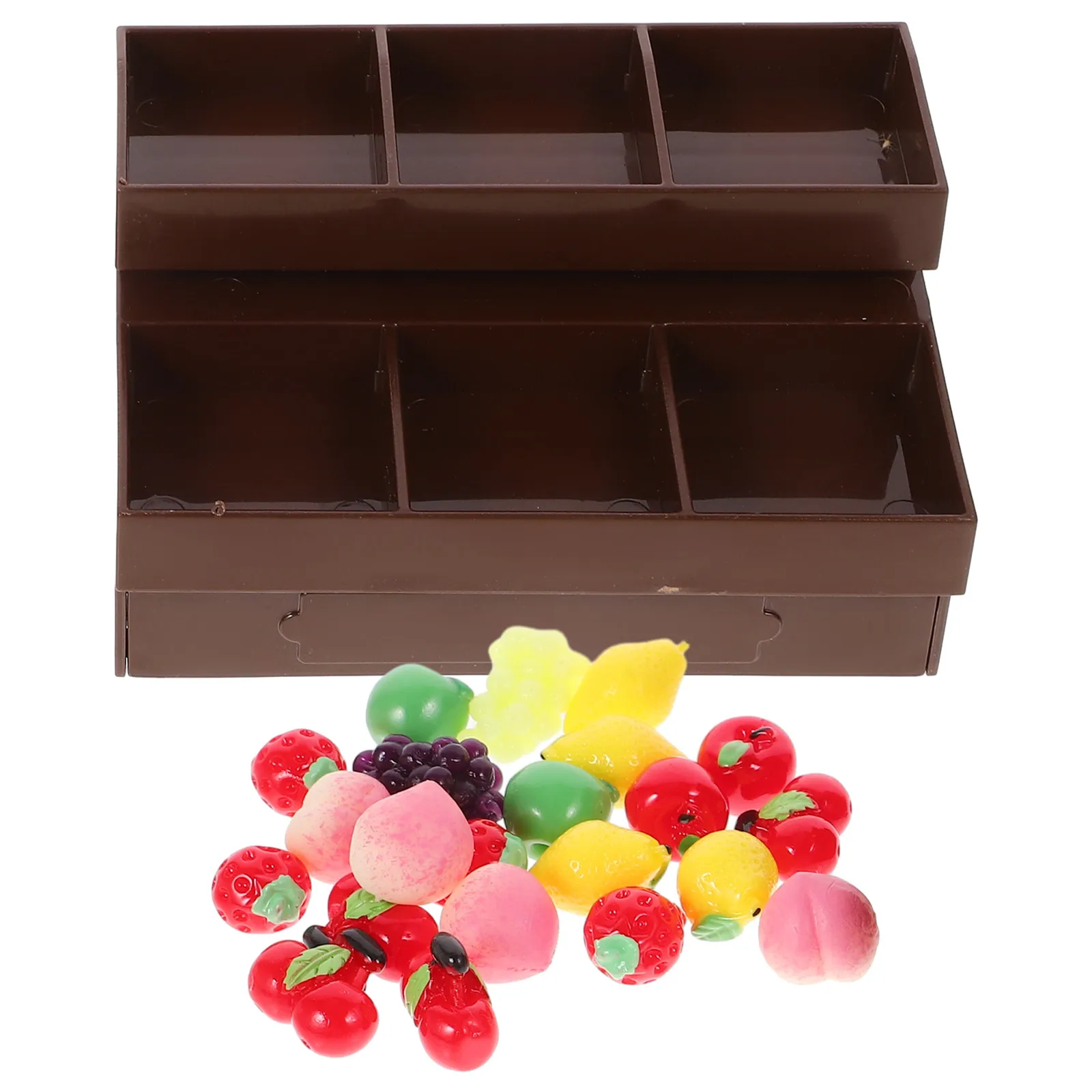 

Miniature Fruit Stand Plastic Storage Holder Market Food Display Small Storage Rack Adorable Mini House Decor Mini Grocery Stand