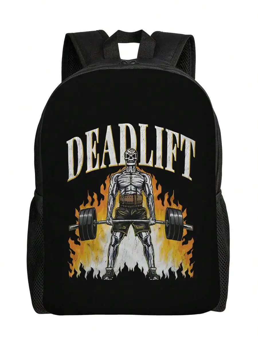 

Skeleton Deadlift Gym Backpack Unisex Heavy Cotton Casual School College Bag