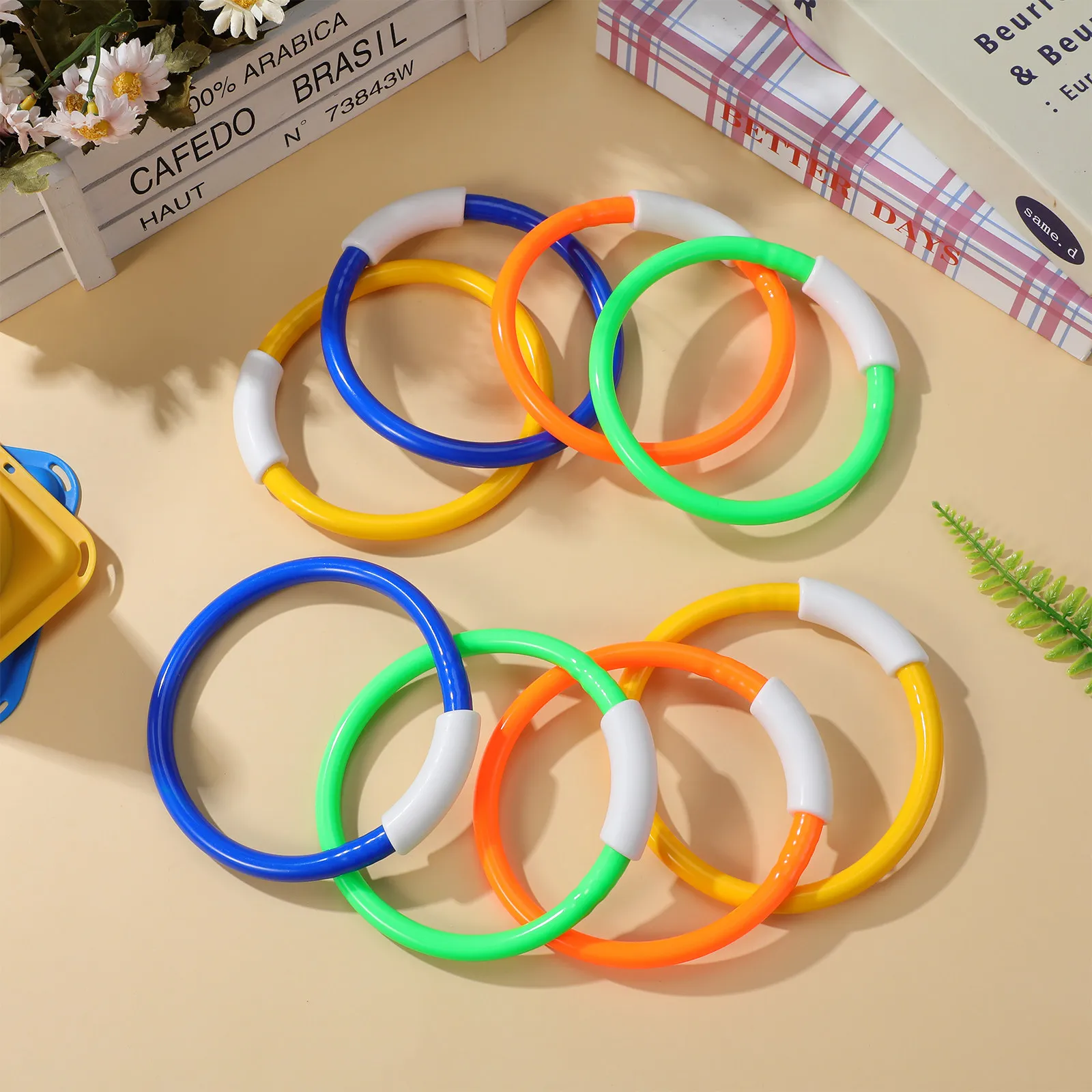 8Pcs Diving Rings Colorful Kids Swimming Pool Grab Rings Underwater Fun Training for Children Boys Girls Diving Grab Ring