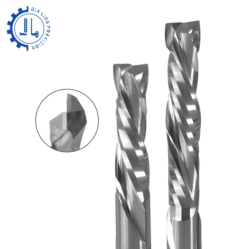 

Компрессионный фрезерный станок с 2 отверстиями вверх и вниз, фрезерный станок с 2 канавками, спиральный карбидный фрезерный станок с ЧПУ, концевая фреза по дереву, фрезы