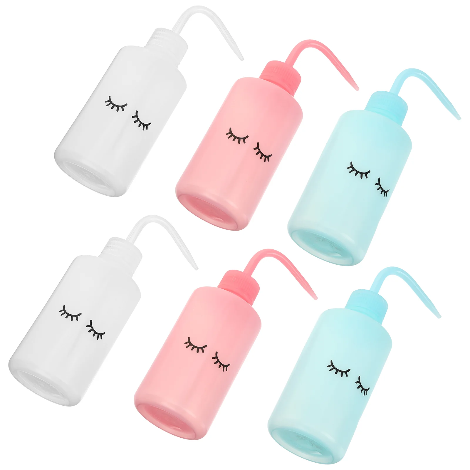 

6 Pcs Curved Mouth Kettle Practical Use Bottle Eyelash Washing Plastic Water for Extensions