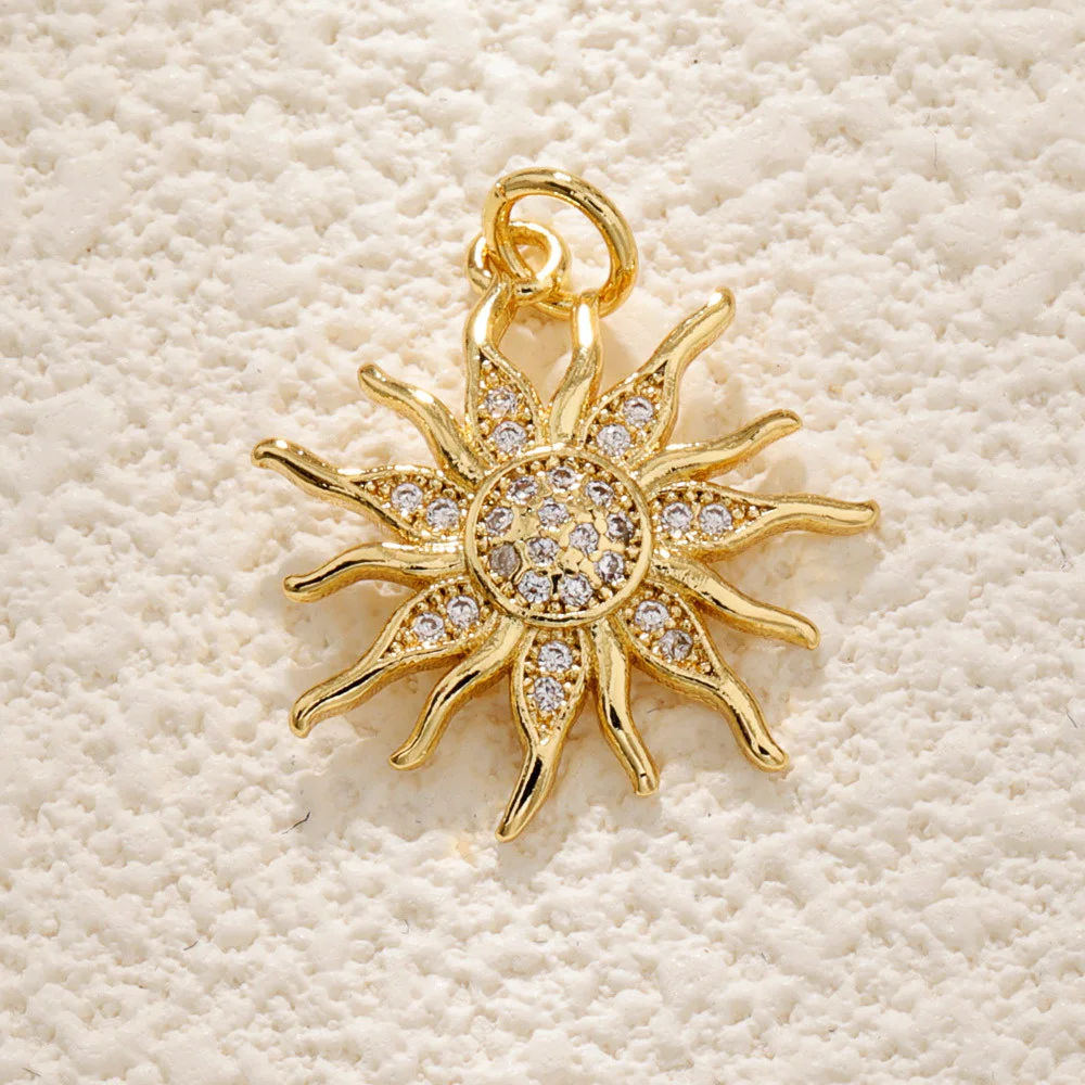 Wholesale Diy Copper Plated Sun Pendant Christmas Necklace Accessories Jewelry Charms Zircon Evil Hollow Eyes Good Luck Charm
