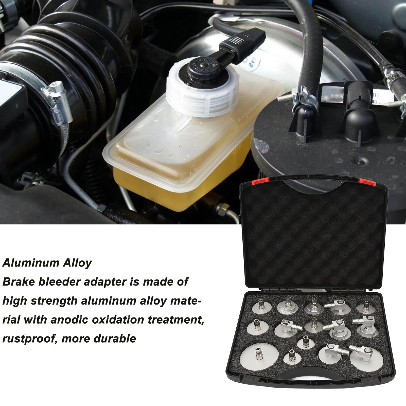 Master Cylinder Adapter Set Brake Fluid Bleeder Adapter Aluminum Alloy High Accuracy Portable   for Automobiles