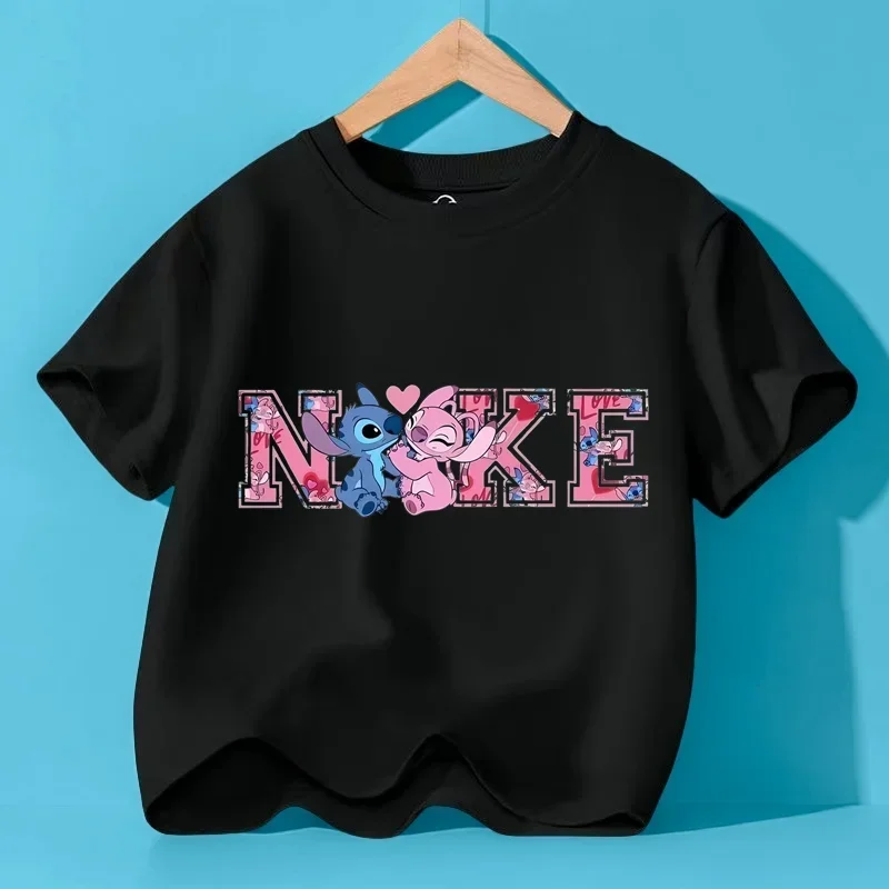 Disney Y2K Stitch the Trucksuit Kawaii Anime dibujos animados bebé niña niño moda camiseta niños marca Tops
