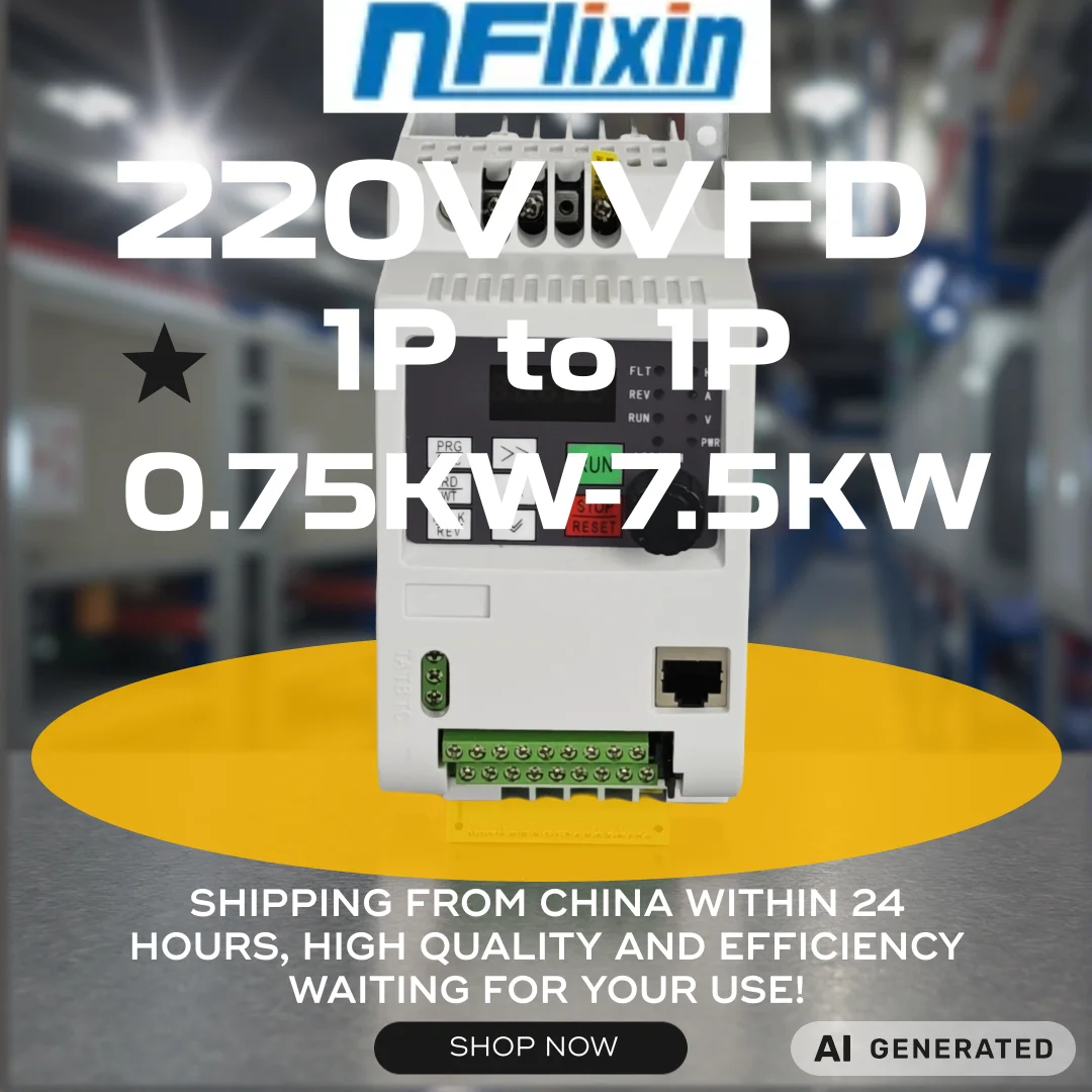 NFlixin VFD AC Frequency Inverter 1Phase 220V Powers 0.75KW-7.5KW Drives for Home Appliance Energy Saving Control