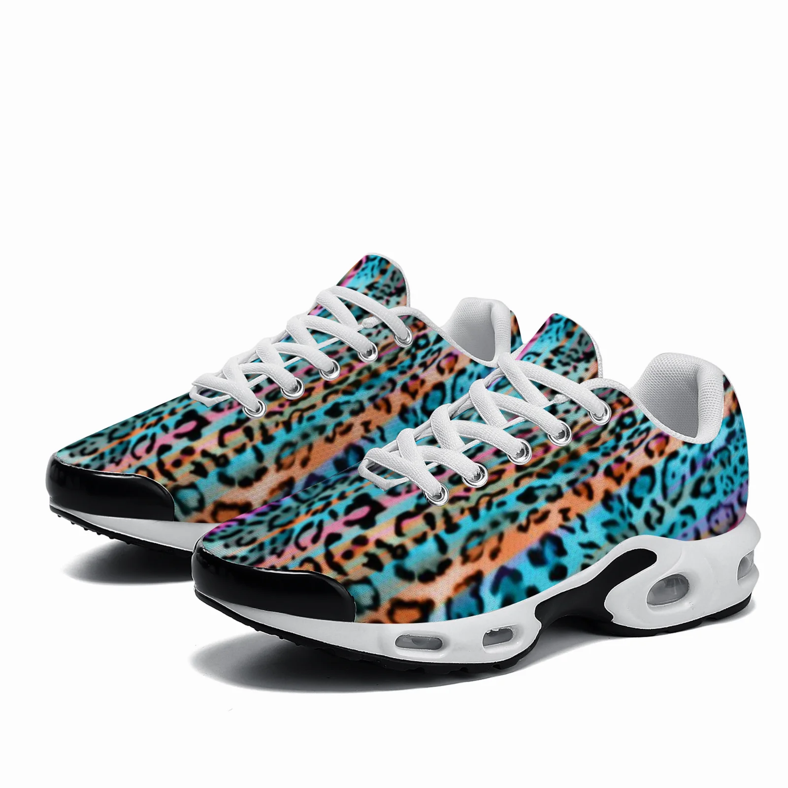 

Customizable blue leopard print casual air-cushioned shoes breathable mesh upper unisex athletic shoes