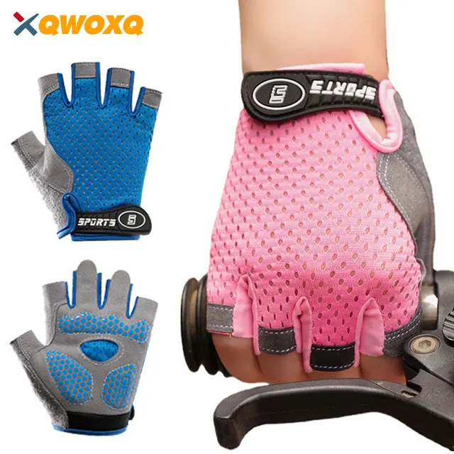 1 para dziecięcych rękawiczek rowerowych oddychające rękawiczki rowerowe półpalcowe rękawiczki rowerowe antypoślizgowe rękawiczki Outdoor Sports rękawiczki do jazdy na rolkach