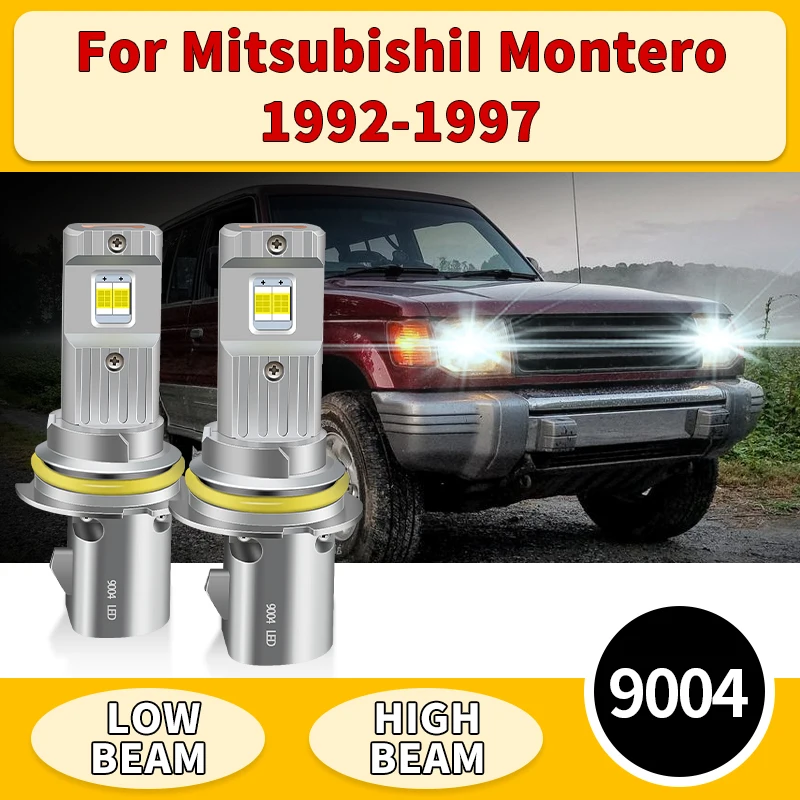 

2PCS 9004 HB1 LED Headlight Bulbs White High Low Beam Plug & Play 12V Auto Canbus with Fan For MitsubishiI Montero 1992-1997