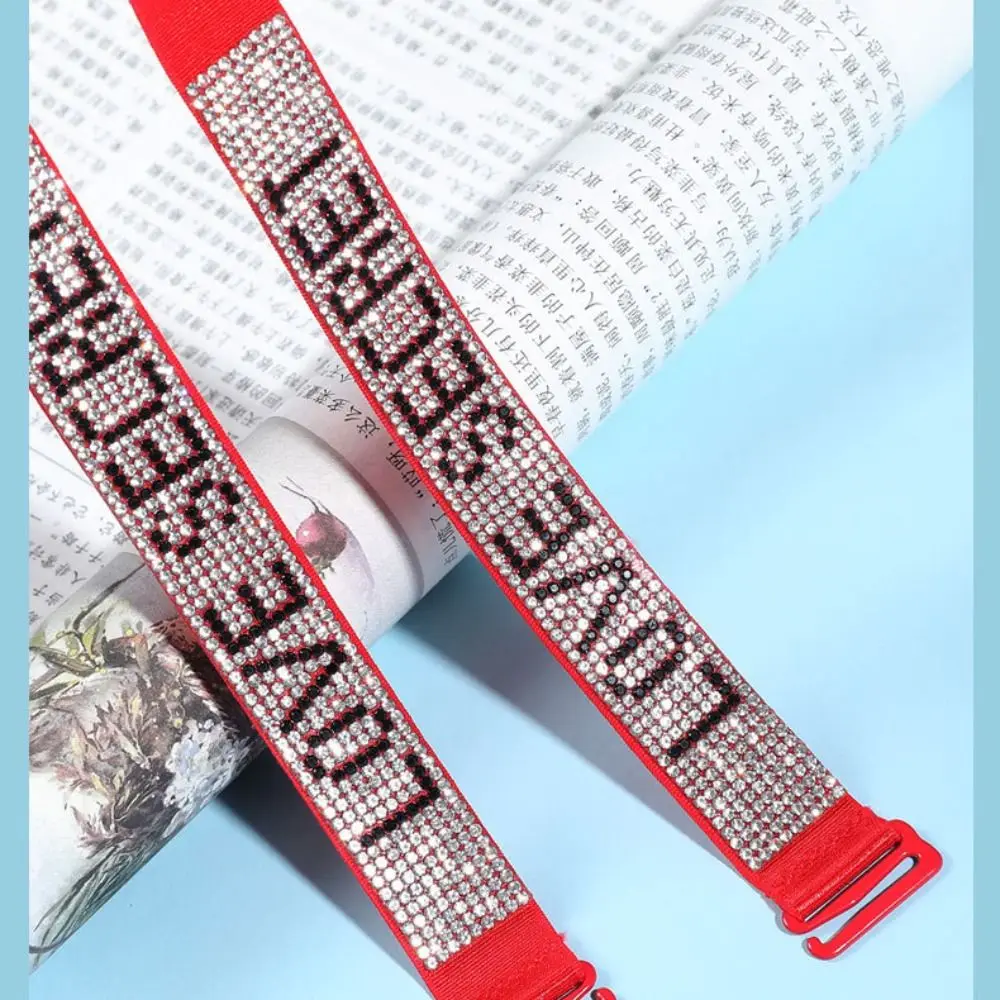 Strap Letra Strass Bra, Double-Ombro Sutiã Acessórios, Roupa Interior Anti-Slip Buckle Belt