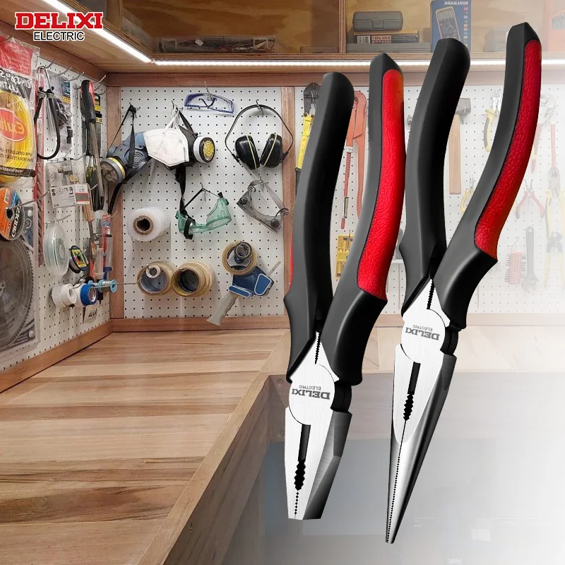 DELIXI ELECTRIC Wire Pliers，Sharp Large Opening Diagonal Pliers Needle Nose Pliers，for Cutting，Twisting and Clamping MetalWires