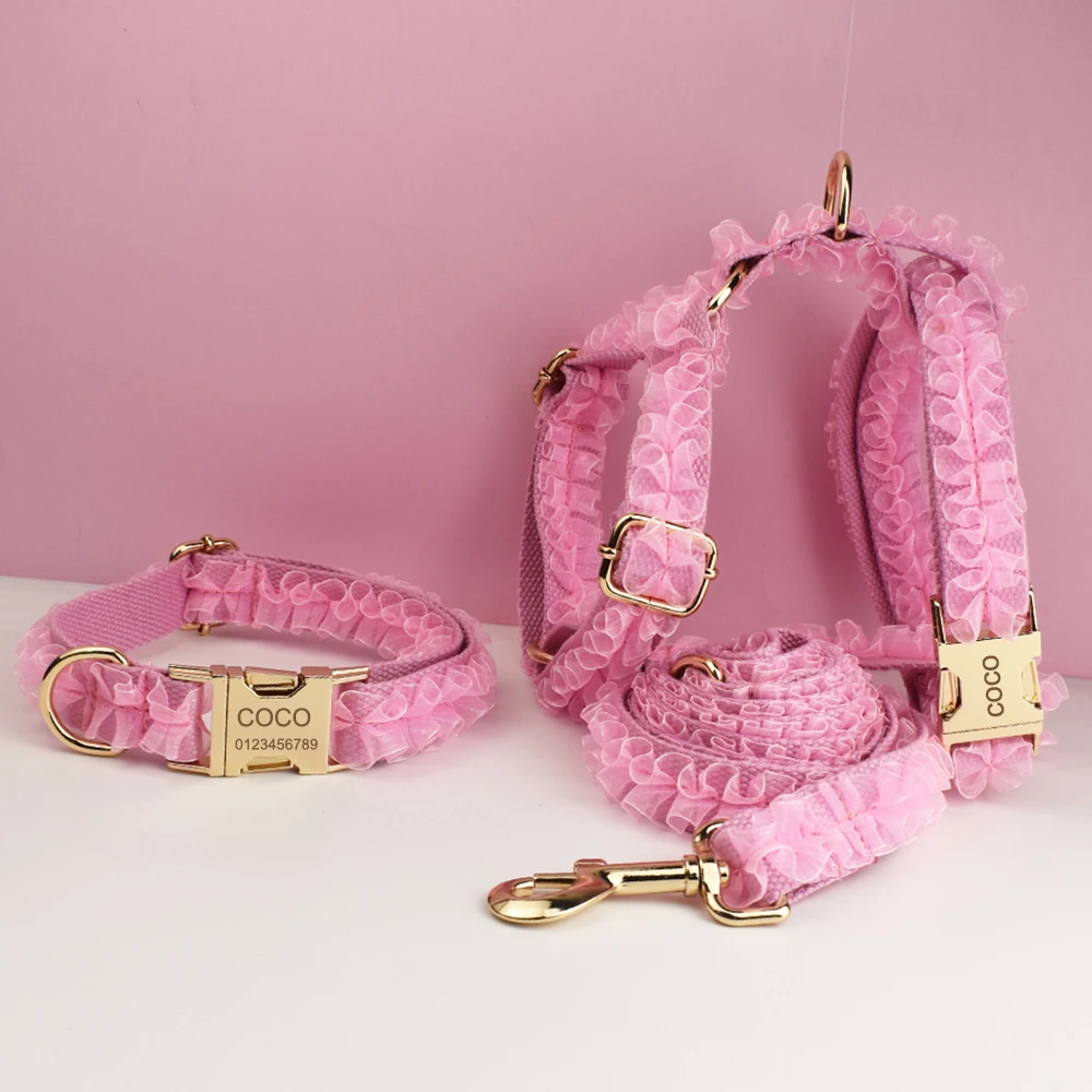 

Роскошный кружевной ошейник для собак с именной табличкой с индивидуальной гравировкой, персонализированный свадебный аксессуар для домашних животных для собак