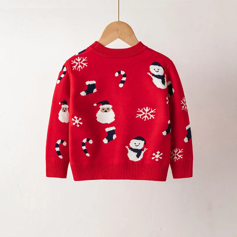 Factory direct sales of new autumn and winter European and American children's Christmas cartoon sweater boys and girls baby pu