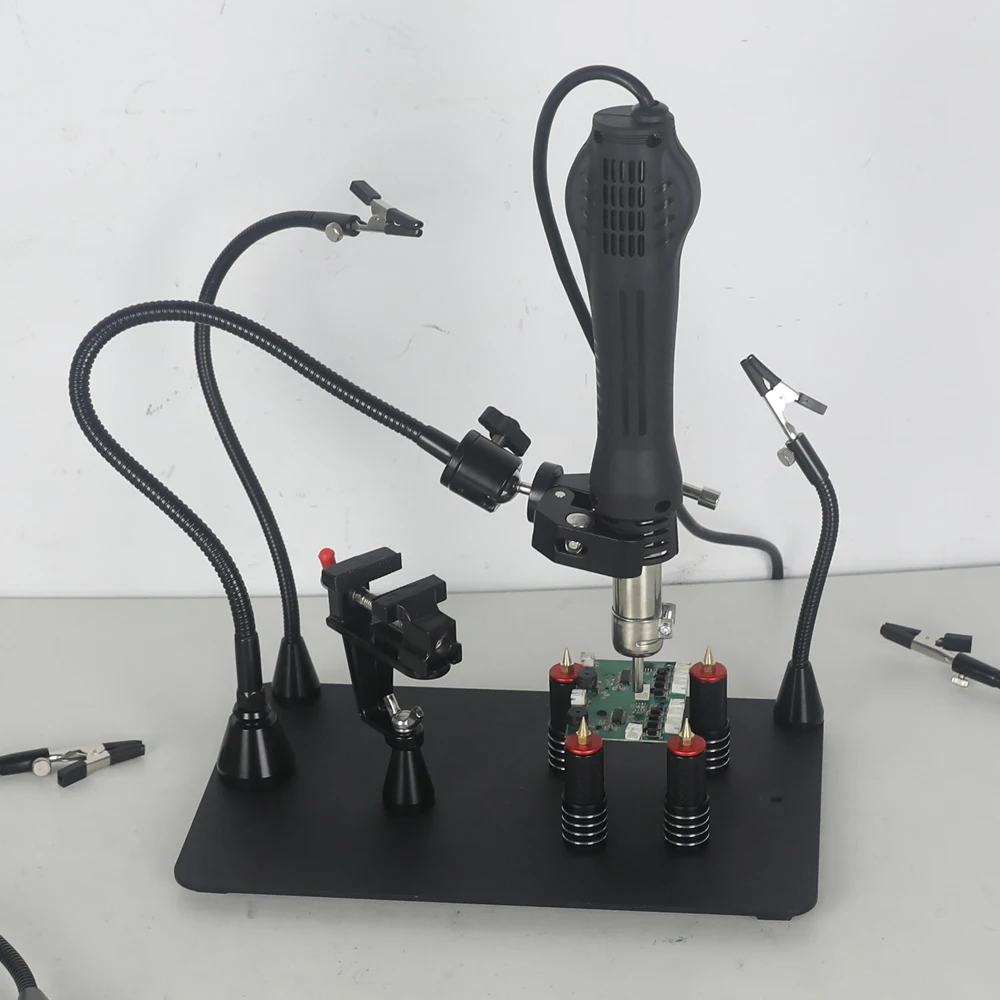 NEWACALOX Magnetic Base Flexible Welding Third Hand Heat Gun Holder PCB Repair Clip Heavy Duty Soldering Maintenance Workbench