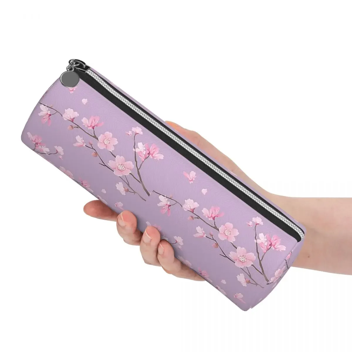Cherry Blossom Flower Plant - Pastel Purple Pencil Cases Pen Holder Cylinder Pen Box Pencil Bag for Boys Girls School