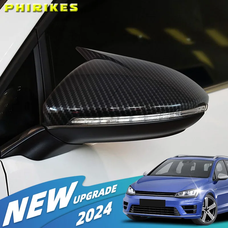 

2 PCS Carbon Look Side Wing Mirror Cover Fit For VW Golf 7 2014-2020 Rearview Mirror Cover Side Mirror Caps Car Accessories