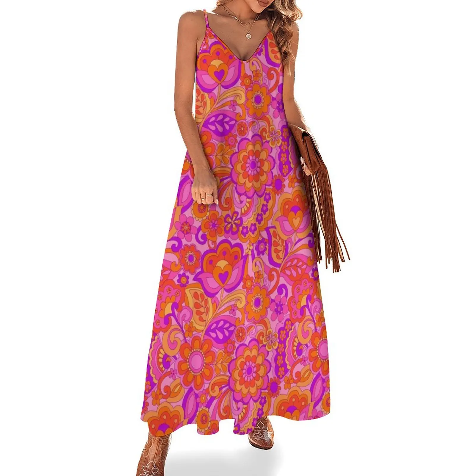 

Flower Power. 60's inspired happy design Sleeveless Dress elegant women's dresses for wedding women clothes dresses for woman