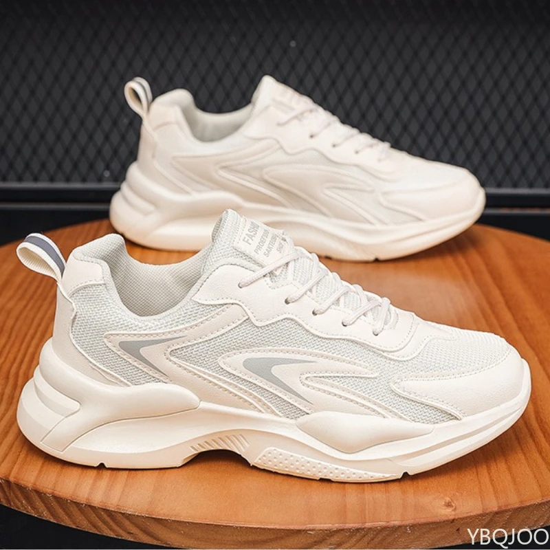 Nuevos zapatos transpirables de moda y versátiles para hombre para primavera y verano, zapatos deportivos de suela gruesa, sencillos, cómodos y duraderos para correr