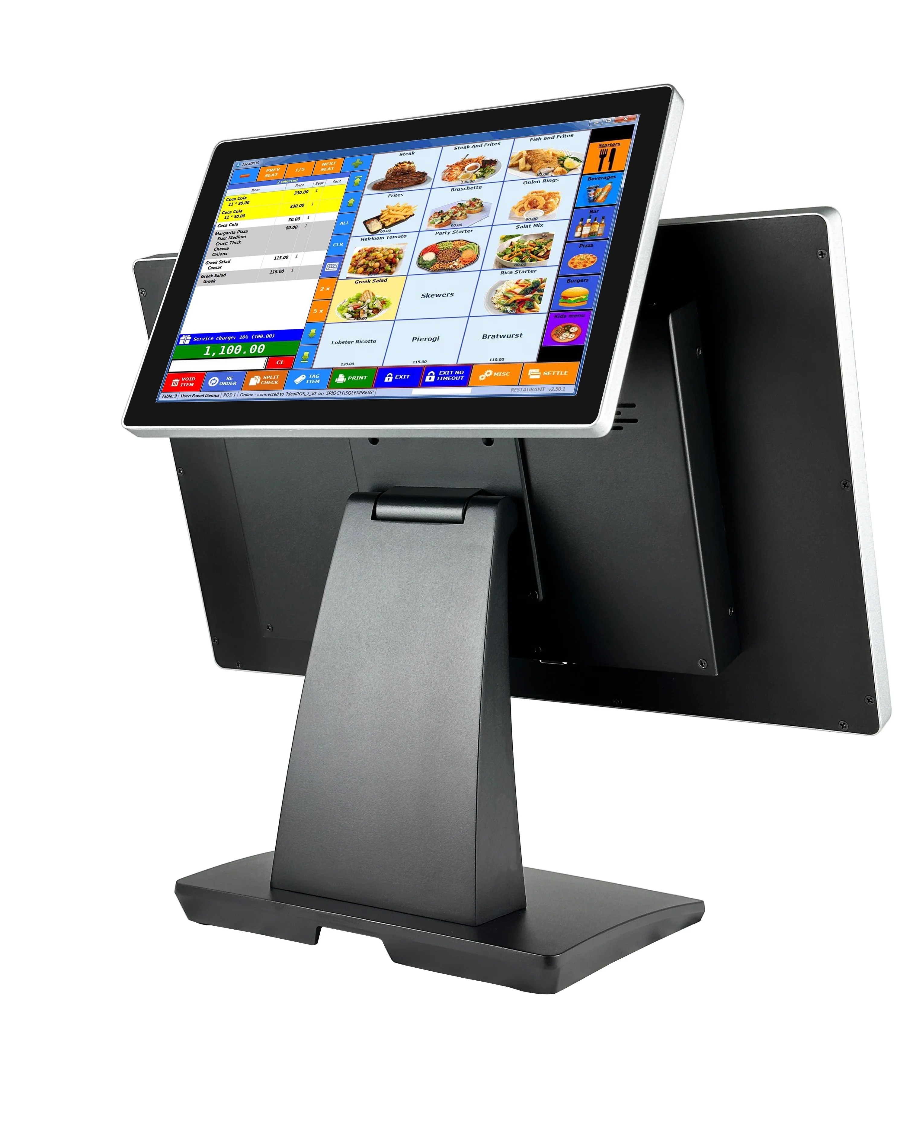 تكوين Win10/Android/Linux 18.5/21.5 بوصة شاشة واحدة مزدوجة نقطة المبيعات شاشات تعمل باللمس، أنظمة نقاط البيع الكل في واحد-ODM