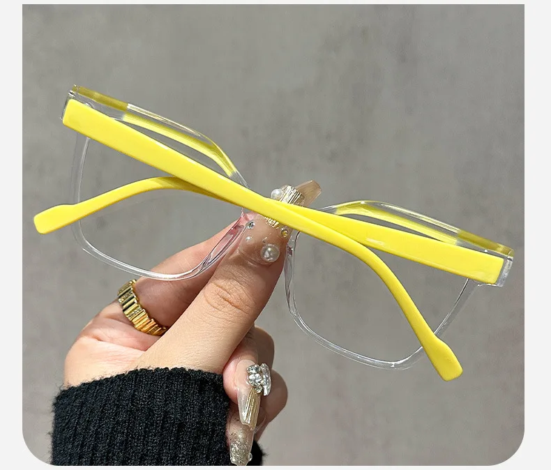 Rechteckige + gespleißte farbige Lesebrille, neutrale High-End-Texturbrille, Anti-Blaulicht, kann als dekorative Brille verwendet werden – Detail 11