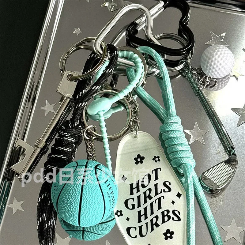 

New Japanese and Korean Ins niche pendant miu series Bag charms Tiffany blue rope bag pendant car keychain couple golf pendant