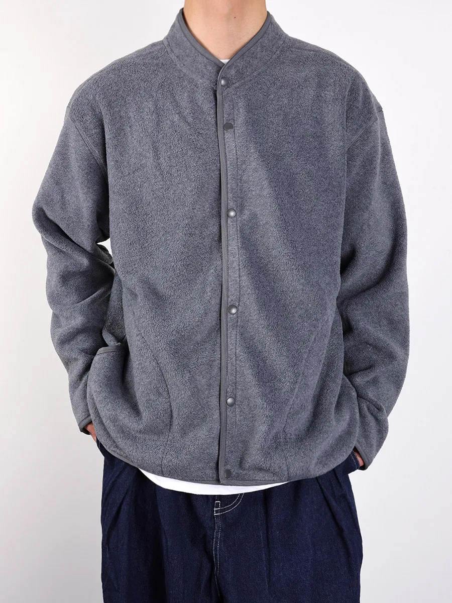 

Japanese Style Cardigan Jacket Single Style Autumn Double-sided Fleece Vintage Small Stand Collar Coat Warm Lining