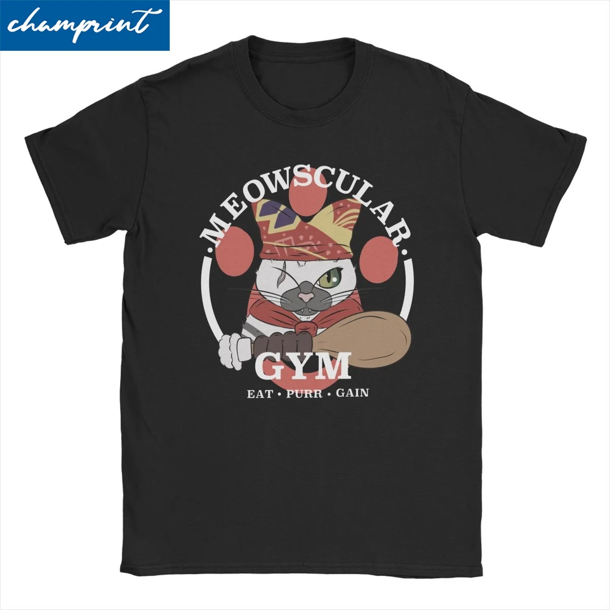 Men Women\'s T-Shirts Meowscular Gym Hipster 100% Cotton Tees Monster Hunter World MHW Game T Shirt Round Collar Tops Graphic