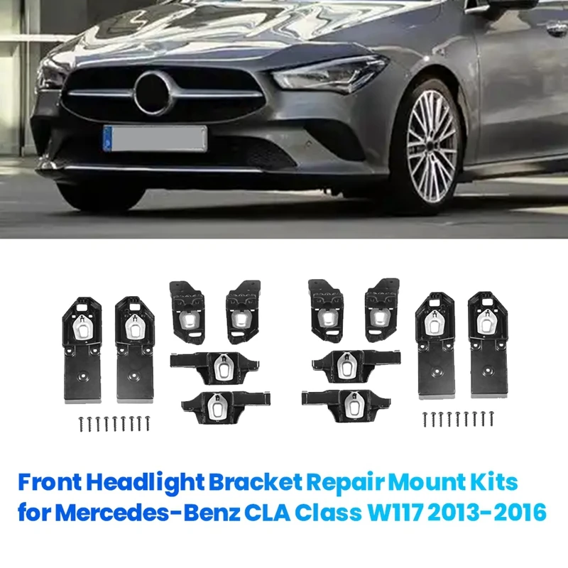 2Pair Front Headlight Bracket Repair Mount Kits For Mercedes-Benz CLA Class W117 2013-2016 A1178200014 A11782001114