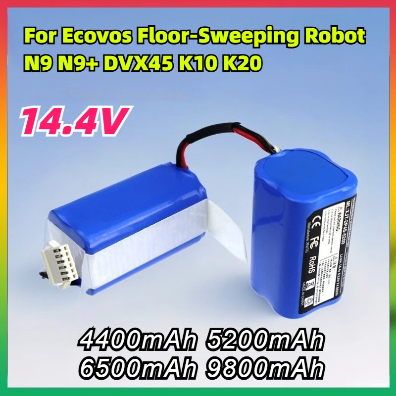 

14.4V 4400mAh-9800mAh Lithium Battery 18650 for Ecovos Floor-Sweeping Robot N9 N9+ DVX45 K10 K20 Replaceable Battery Accessories