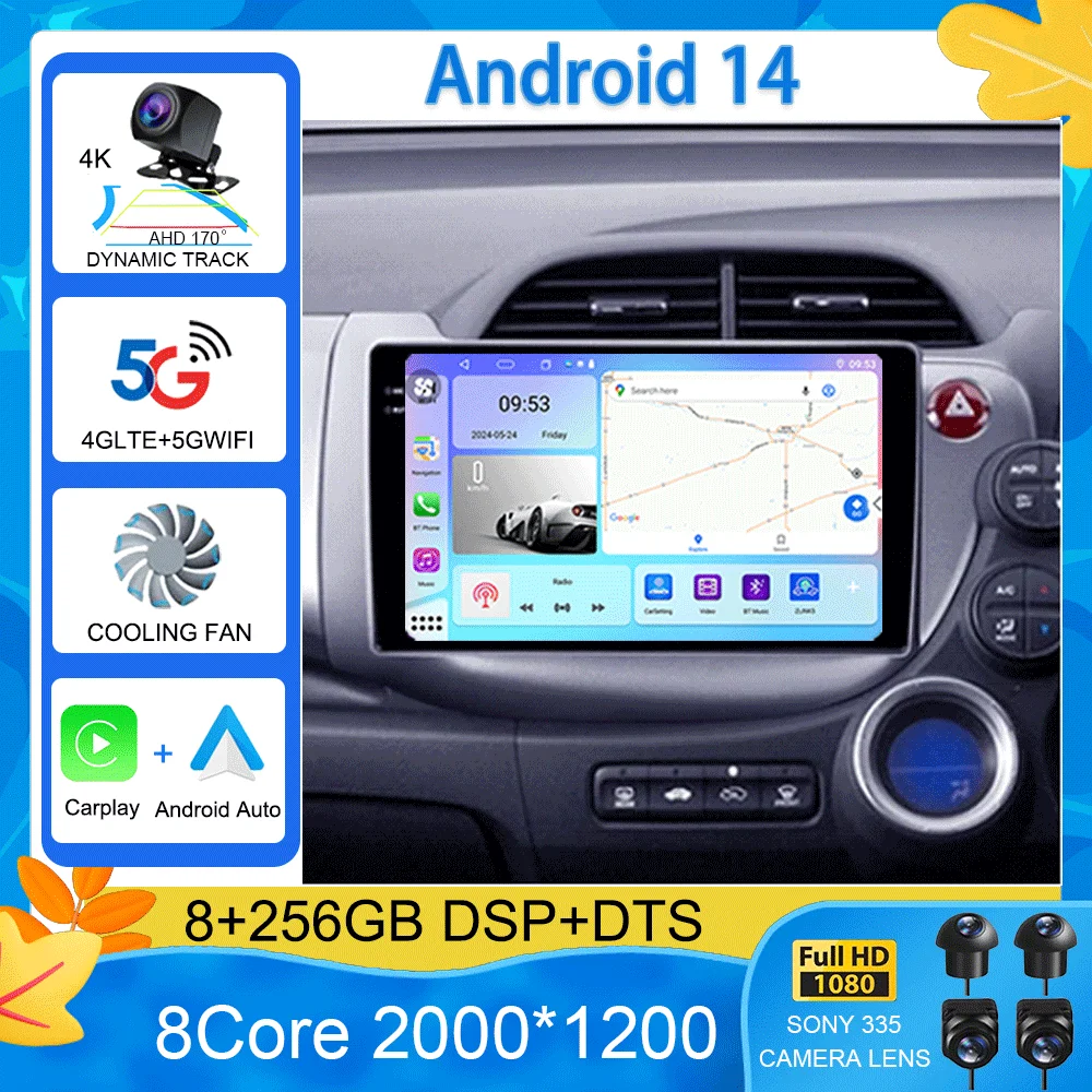 

Android 14 Car Radio For Honda Jazz 2 GG 2008 - 2014 Fit 2 GE GP GE 2007 - 2014 RHD Player Multimedia Navigation Stereo GPS