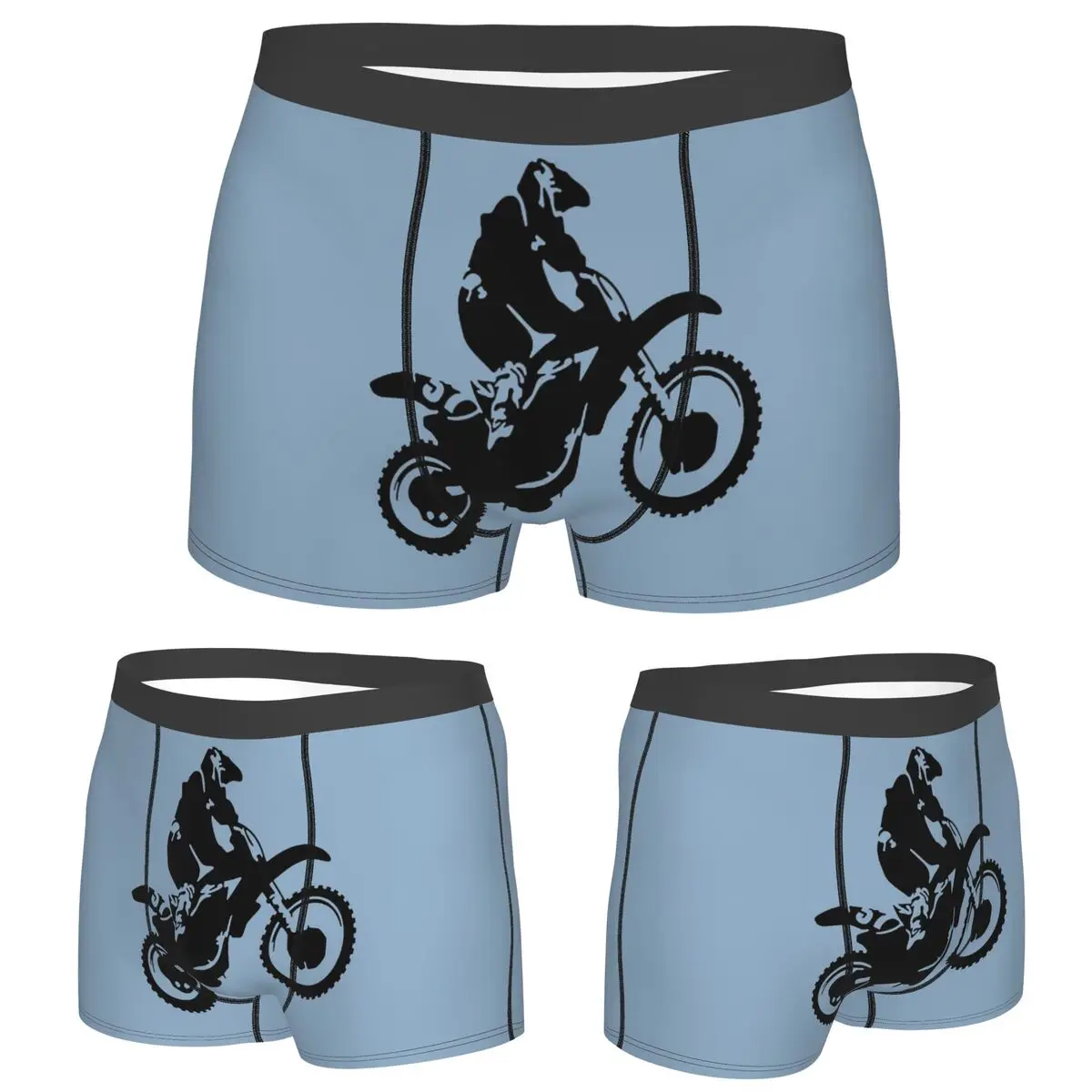 

Boxer Underpants Shorts Moto X Dirt Bike Monotone Vector Art Panties Men Ventilate Underwear for Homme Man Boyfriend Gifts