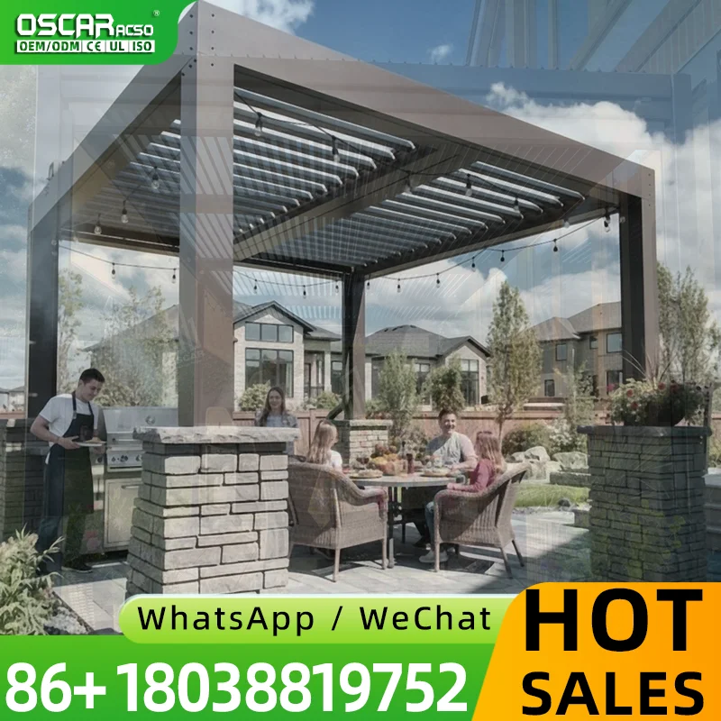 Sturdy Aluminum Patio Pergola Waterproof Retractable Canopy Innovative Modern Elegant Gazebo Arch Trellis Backyard Garden Deck A
